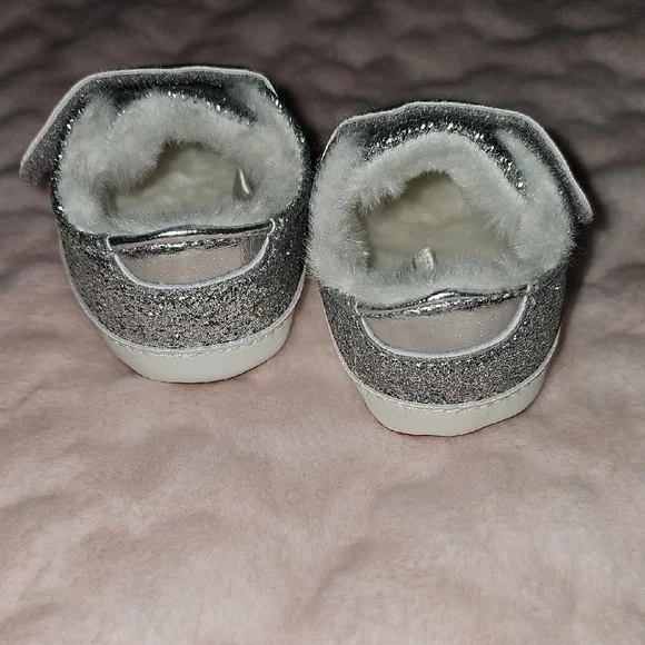 Silver Glitter Baby Shoes - Picture 2 of 4